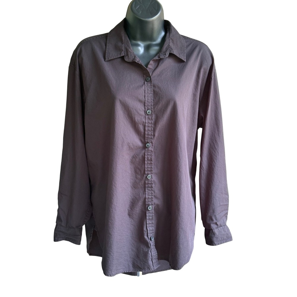 Gloria Vanderbilt Womens Black 100% Cotton Button Down Shirt Size M Long Sleeve
